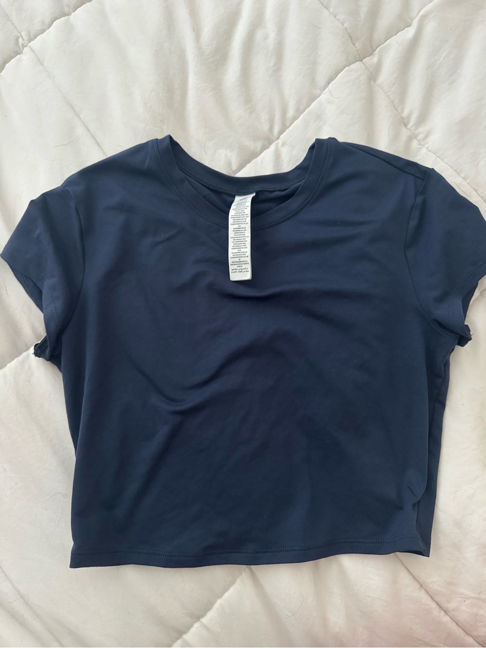 ALO Yoga Navy Short Sleeve Cropped Tee